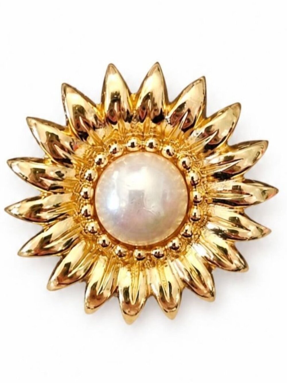 Christian Dior Small Flower Scatter Lapel Faux Pearl Pin Signed, J866